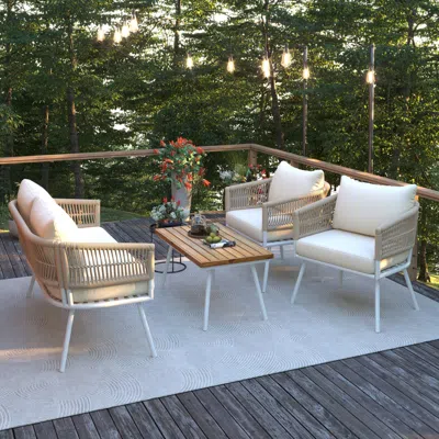 Streamdale Furniture Streamdale Boho Rope Patio Furniture Set