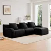 Streamdale Furniture Streamdale Boneless Sofa, 3 Seat Teddy Fabric, Anti-slip, No Assembly, Black