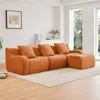 Streamdale Furniture Streamdale Boneless Sofa, 3 Seat Teddy Fabric, Anti-slip, No Assembly, Curved Armrests, Orange