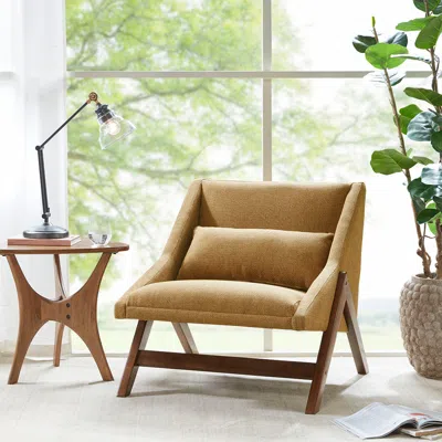 Streamdale Furniture Streamdale Boomerang Accent Chair In Brown