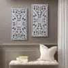 Streamdale Furniture Streamdale Botanical Panel Distressed Carved Wood 2-piece Wall Decor Set
