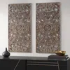 Streamdale Furniture Streamdale Botanical Panel Distressed Carved Wood 2-piece Wall Decor Set