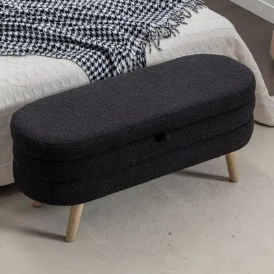 Streamdale Furniture Streamdale Boucle Fabric Storage Bench Bedroom Bench With Wood Legs For Living