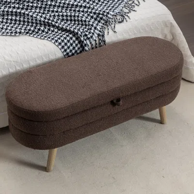 Streamdale Furniture Streamdale Boucle Fabric Storage Bench Bedroom Bench With Wood Legs For Living