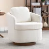 Streamdale Furniture Streamdale Boucle Fabric Swivel Accent Chair With Soild Wood Round Brown Base
