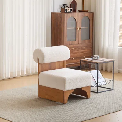 Streamdale Furniture Streamdale Boucle Lounge Chair - Solid Wood, Rolled Back, Modern Design