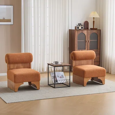 Streamdale Furniture Streamdale Boucle Lounge Chairs (set Of 2) - Wood Frame, Rolled Back