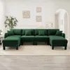 Streamdale Furniture Streamdale Boucle U-shape Sectional Sofa With Ottomans, Shell Armrests, Green In Green