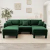 Streamdale Furniture Streamdale Boucle U-shape Sectional Sofa With Ottomans, Shell Armrests, Green In Green