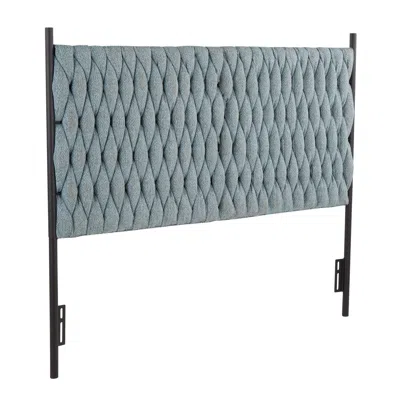 Streamdale Furniture Streamdale Braided Matisse Queen Size Headboard In Black Metal And Blue Fabric