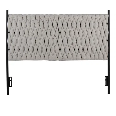 Streamdale Furniture Streamdale Braided Matisse Queen Size Headboard In Black Metal And Cream