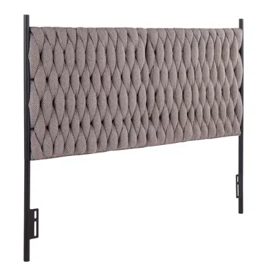 Streamdale Furniture Streamdale Braided Matisse Queen Size Headboard In Black Metal And Grey Fabric