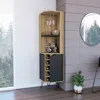 Streamdale Furniture Streamdale Branford 2-shelf 6-bottle Bar Cabinet Macadamia And Black Wengue