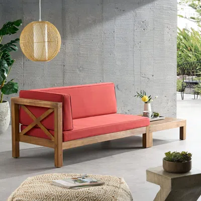 Streamdale Furniture Streamdale Brava X-back Corner Bench-l With Coffee Table, Red