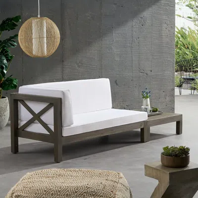Streamdale Furniture Streamdale Brava X-back Corner Bench-l With Coffee Table, White
