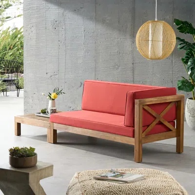 Streamdale Furniture Streamdale Brava X-back Corner Bench-r With Coffee Table, Red