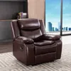 Streamdale Furniture Streamdale Breathable Leather Manual Reclining Recliner Chair For Living Room, Brown In Brown