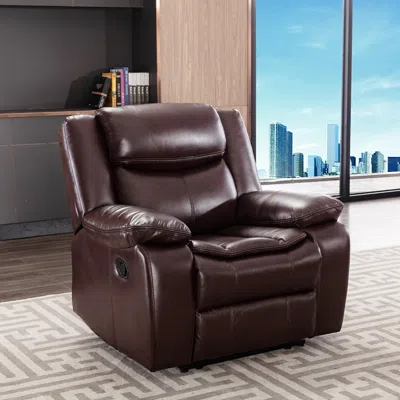 Streamdale Furniture Streamdale Breathable Leather Manual Reclining Recliner Chair For Living Room, Brown
