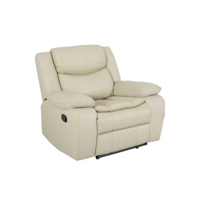 Streamdale Furniture Streamdale Breathable Leather Manual Reclining Recliner Chair For Living Room, Cream