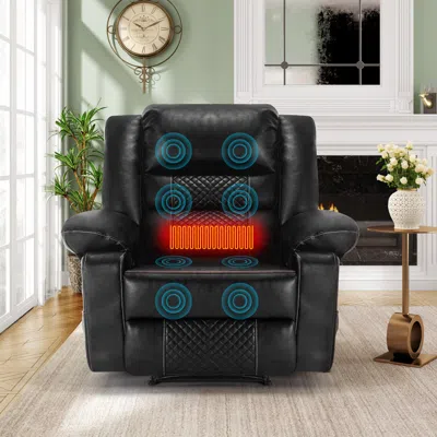 Streamdale Furniture Streamdale Breathable Leather Massage Recliner Chair Manual Living Room Reclining Sofa
