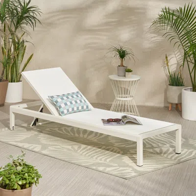 Streamdale Furniture Streamdale Breathable Mesh Chaise Lounge With Aluminum Frame For Ultimate Relaxation In White
