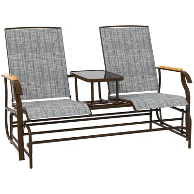 Streamdale Furniture Streamdale Breezy Glider Loveseat With Built-in Table For Patio Conversations