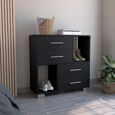 Streamdale Furniture Streamdale Brooks 2-shelf 4-drawer Dresser Black Wengue