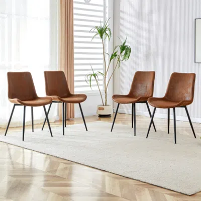 Streamdale Furniture Streamdale Brown Cushioned Chairs - Set Of 4