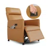 Streamdale Furniture Streamdale Brown Leather Electric Recliner Chair With Footrest & Padded Seat In Orange