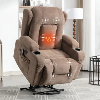 Streamdale Furniture Streamdale Brown Power Lift Recliner Chair With Heat