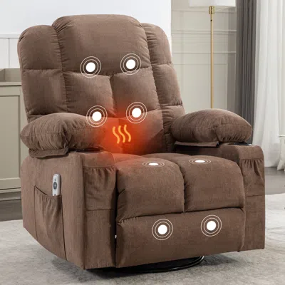 Streamdale Furniture Streamdale Brown Rocker Recliner Chair With Massage & Heat In Neutral