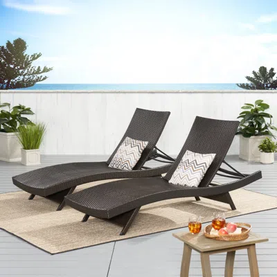 Streamdale Furniture Streamdale Brown Wicker Adjustable Lounge Chair Set