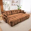 Streamdale Furniture Streamdale Burnt Orange 3-seater Chenille Sofa Set With Ottomans & Pillows In Brown