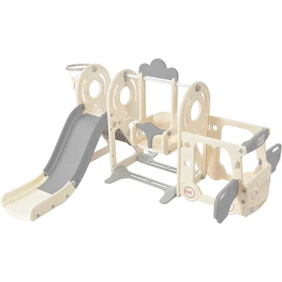 Streamdale Furniture Streamdale Bus-themed Swing-n-slide Play Structure In Neutral