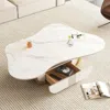 Streamdale Furniture Streamdale Butterfly Coffee Table - Sintered Stone Top, Storage & Drawer In White