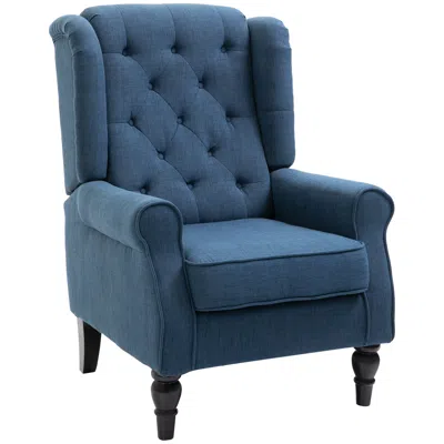 Streamdale Furniture Streamdale Button-tufted Accent Chair With High Wingback In Blue