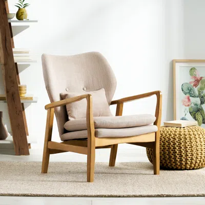 Streamdale Furniture Streamdale Button-tufted Club Chair With Birch Wood Legs For Mid-century Modern Decor