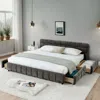 Streamdale Furniture Streamdale California King Upholstered Bed Frame With Storage Drawer - Dark Gray