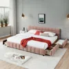 Streamdale Furniture Streamdale California King Upholstered Bed Frame With Storage Drawer - Pink