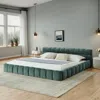 Streamdale Furniture Streamdale California King Upholstered Platform Bed Frame - Blue Green In Green