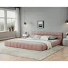 Streamdale Furniture Streamdale California King Upholstered Platform Bed Frame - Pink In Pink