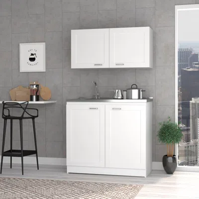 Streamdale Furniture Streamdale Cambridge 2-piece Rectangle Cabinet Set White