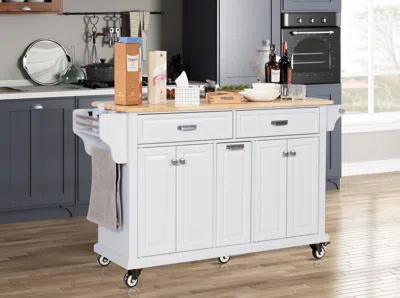 Streamdale Furniture Streamdale Cambridge Natural Wood Top Kitchen Island With Storage