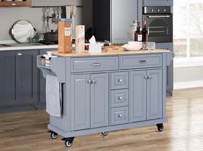 Streamdale Furniture Streamdale Cambridge Natural Wood Top Kitchen Island With Storage