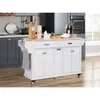 Streamdale Furniture Streamdale Cambridge Natural Wood Top Kitchen Island With Storage In White