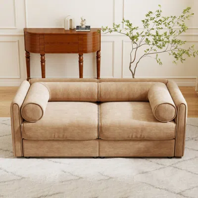Streamdale Furniture Streamdale Camel Chenille 2-seater Sofa With Storage