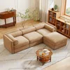 Streamdale Furniture Streamdale Camel Chenille Sofa With Storage Ottoman, L-shaped 3-seater Couch In Neutral