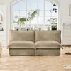 Streamdale Furniture Streamdale Camel Corduroy Armless Sofa With Pillows