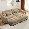 Streamdale Furniture Streamdale Camel Oversized Modern Velvet Two-seater Sofa With Ottoman And Pillows