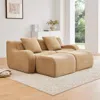 Streamdale Furniture Streamdale Camel Soft Teddy Fabric Boneless Sofa With Anti-slip Design And Ergonomic Support
